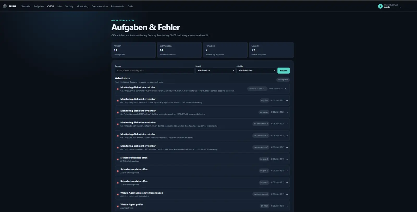 PRISM Aufgabenverwaltung
